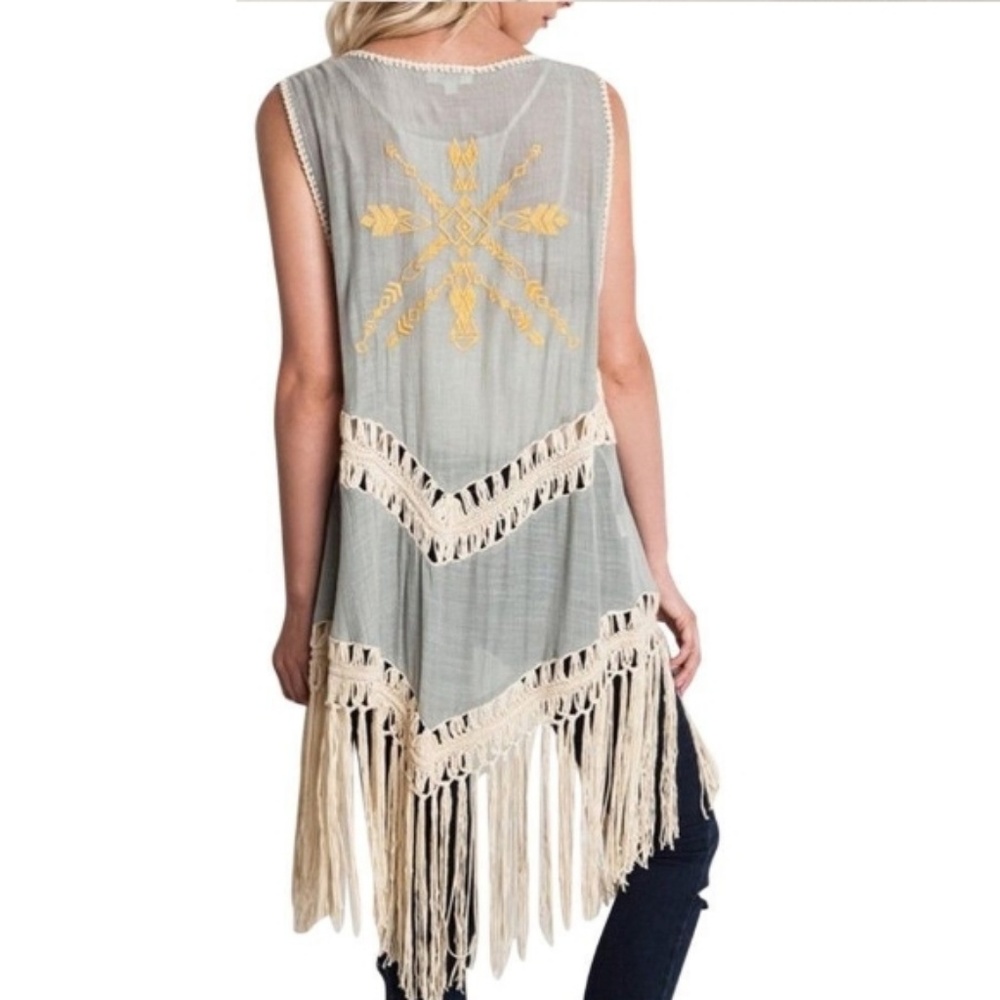 Umgee Festival Fringed Vest, Size M